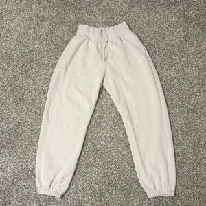 Nike Women's Fleece Sweatpants High Waisted Cuffed Wide Leg Joggers Beige Size S